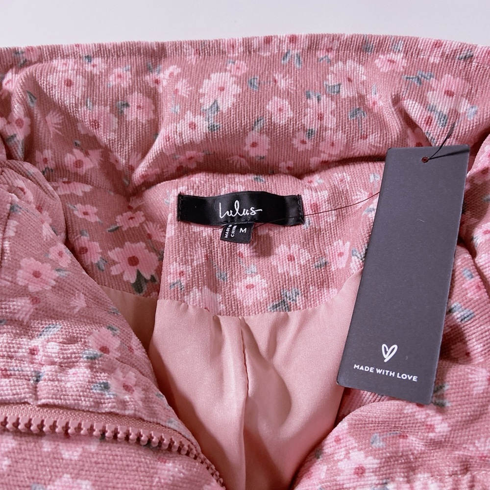 Lulu's Pink Floral Puffer Jacket 🩷 Winter coat pink with flowers - Picture 7 of 7